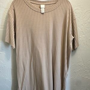 H&M Beige Ribbed Mini Dress